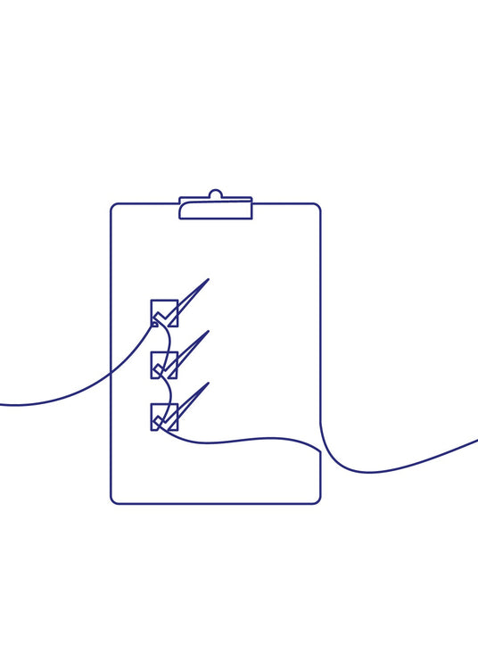 Outline of a smartphone with a clip and checklist on a white background