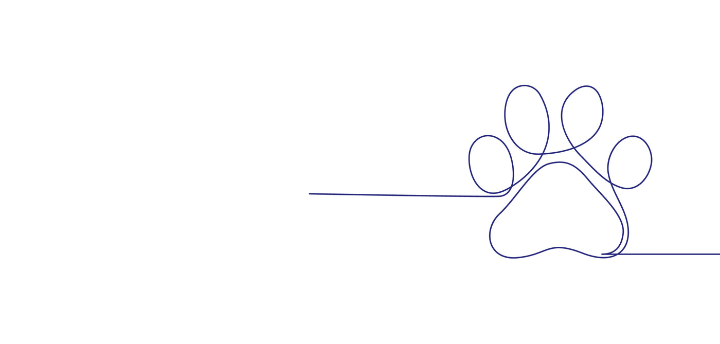 Continuous line drawing of a paw print on a white background