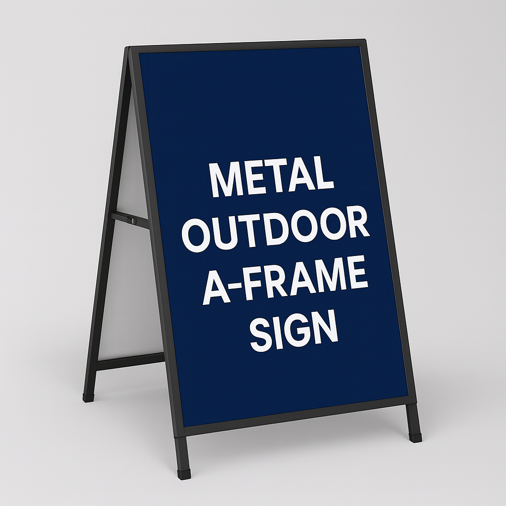 Metal outdoor A-frame sign