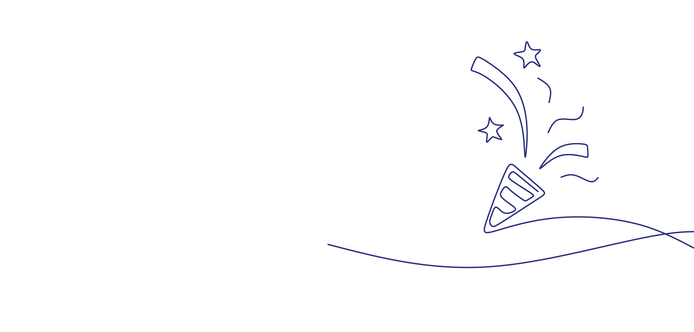 Illustration of a rocket launching with stars on a white background