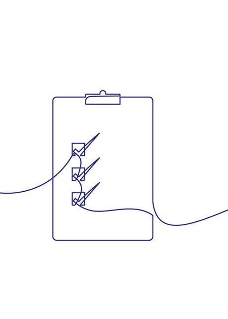 Outline of a smartphone with a clip and checklist on a white background