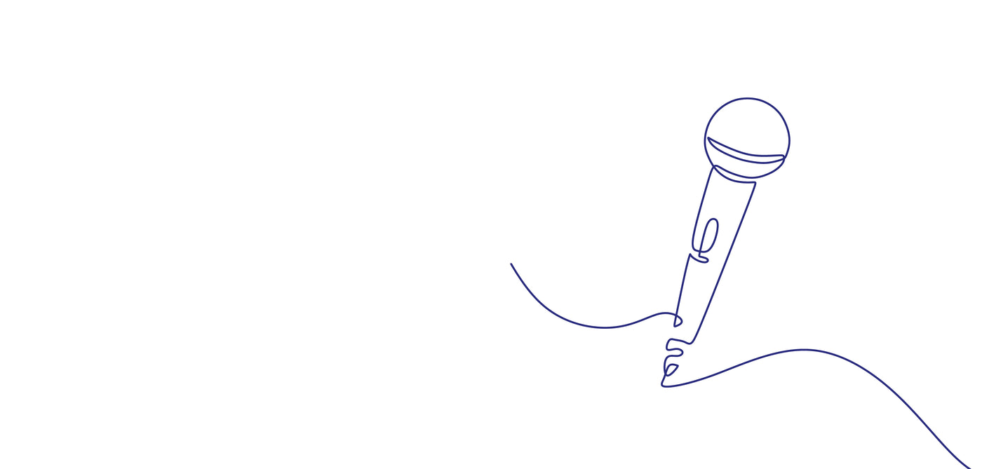Illustration of a microphone with a cord on a white background